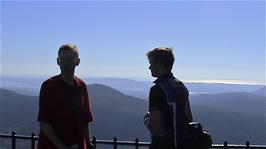 Olly and Gavin at the Mount Ulriken upper cable car station, Bergen